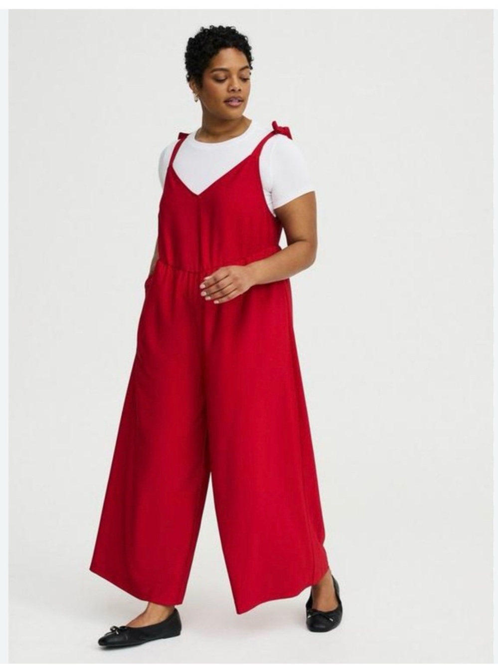Torrid Red Wide-Leg Jumpsuit with Tie Straps 0R (10-12)